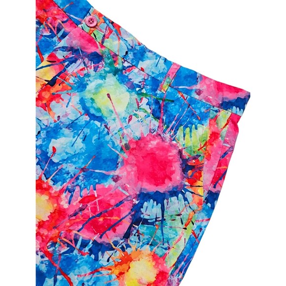 HRESKI Golf Shorts Mens 44 Colorful Splatter Loud Print Tech Performance Flex - Picture 14 of 14